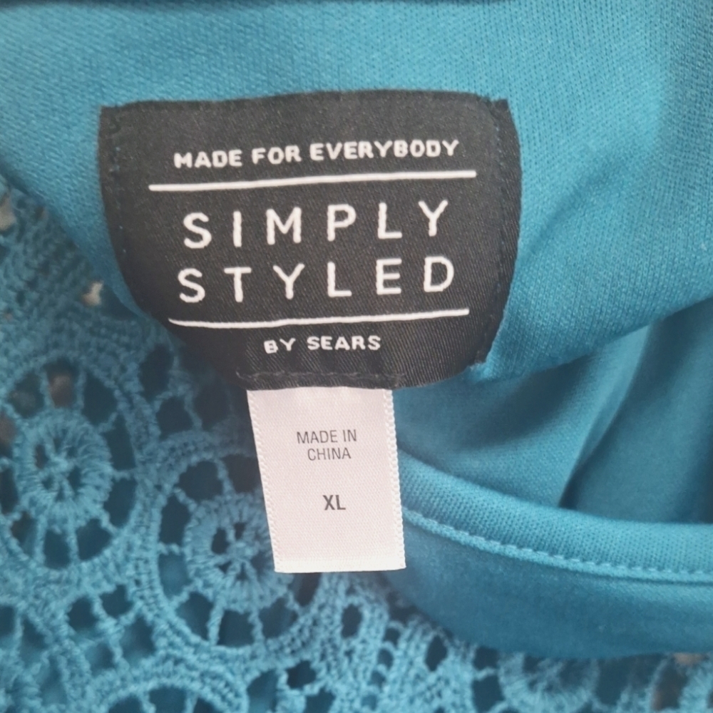 Simply Styled Pullover Sleeveless Green Crochet Women's Top Size L - Picture 7 of 9